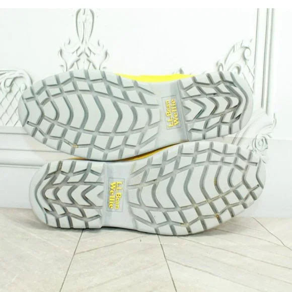 LL Bean Wellies Yellow Rubber Slip On Rugged Waterproof Rain Boots Size 8 M - Picture 9 of 9